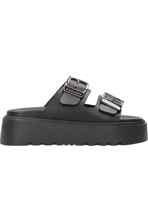 Casadei Femme, Chaussures, Noir, Taille: 40 EU Sandales noires en cuir à double bride