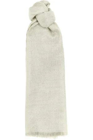 Brunello Cucinelli Femme, Accessoires, Blanc, Taille: ONE Size Écharpe Enveloppante en Soie et Cachemire Argent