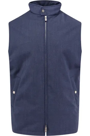 Brunello Cucinelli Homme, Vestes, Bleu, Taille: M Gilet sans manches en laine avec fermeture éclair