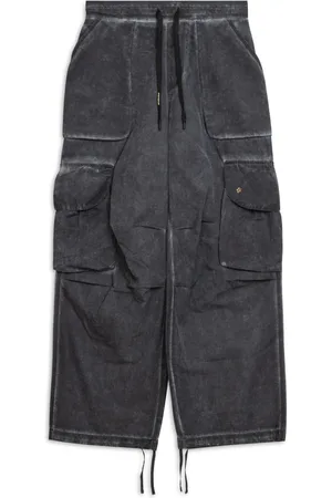 A PAPER KID Homme, Pantalons, Gris, Taille: M Pantalon Cargo à Cordon de Serrage et Taille Élastique