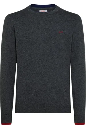 sun68 Homme, Pulls, Gris, Taille: S Côte Double Ronde Haut Élégant