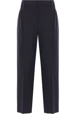 Brunello Cucinelli Femme, Pantalons, Bleu, Taille: 40 FR Pantalon Bleu Nuit à Fermeture Cachée