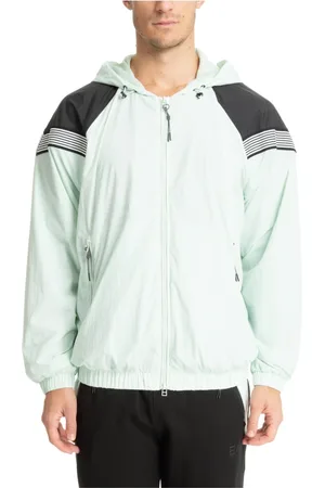 EA7 Homme, Vestes, Bleu, Taille: M Veste à Fermeture Éclair Multicolore avec Capuche et Poches