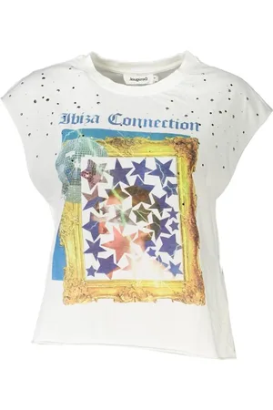 Desigual Femme, Tops, Blanc, Taille: 44 FR T-shirt Femme en Coton Blanc