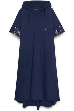 Fiorella rubino Femme, Robes, Bleu, Taille: 42 FR Robe avec capuche et broderie