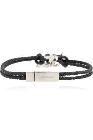 Salvatore Ferragamo Homme, Accessoires, Noir, Taille: ONE Size Bracelet en cuir