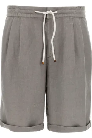 Brunello Cucinelli Homme, Shorts, Gris, Taille: L Shorts en lin avec cordon et poches