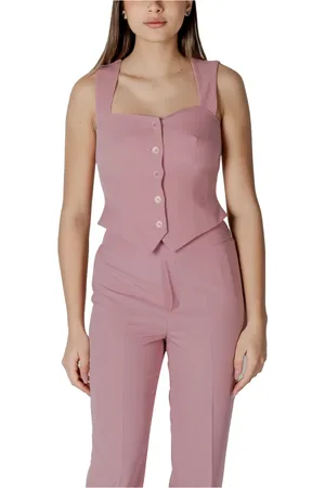 Liu Jo Femme, Vestes, Rose, Taille: 42 FR Gilet Rose Sans Manches à Col en V
