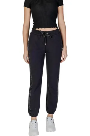Liu Jo Femme, Pantalons, Noir, Taille: 40 FR Pantalon de Sport en Mélange de Coton Noir