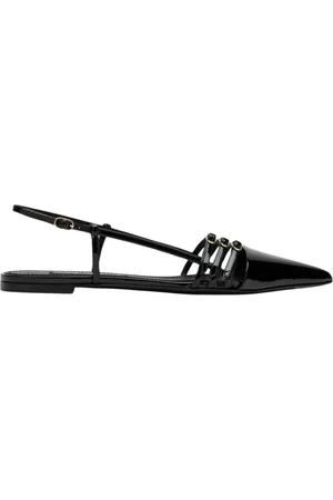 Dolce & Gabbana Femme, Chaussures, Noir, Taille: 37 1/2 EU Ballerines Noires en Cuir Verni à Bride Arrière