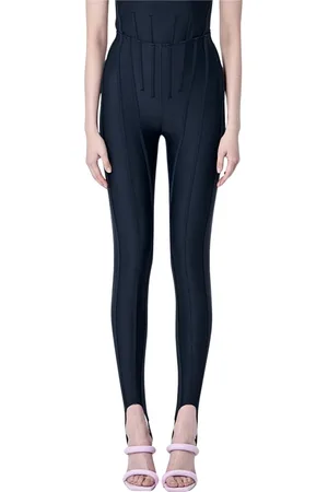 MUGLER Femme, Pantalons, Noir, Taille: 38 FR Leggings à construction en panneaux Style étrier