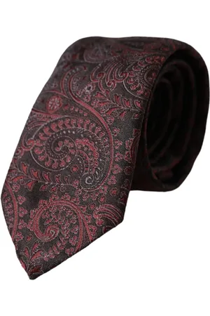 Dolce & Gabbana Homme, Accessoires, Rouge, Taille: ONE Size Cravate Homme Bordeaux en Soie à Motif