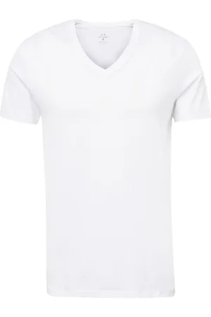 Armani Exchange Homme, Tops, Blanc, Taille: XL T-shirt blanc en coton Pima col en V