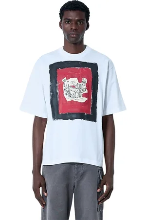 Marni Homme, Tops, Blanc, Taille: S T-shirt en Jersey de Coton Imprimé