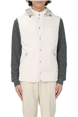 Brunello Cucinelli Homme, Vestes, Blanc, Taille: M Veste Blanche à Un Bouton avec Revers en Cran