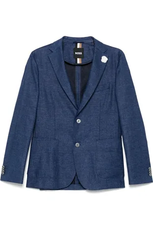 HUGO BOSS Homme, Vestes, Bleu, Taille: 2XL Veste en Lin Mélangé avec 2 Boutons