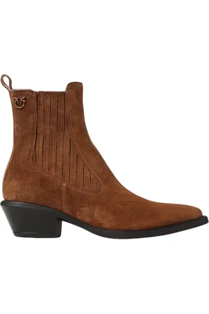 Pinko Femme, Chaussures, Brun, Taille: 41 1/2 EU Bottines en Daim Marron Love Birds