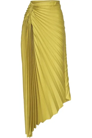 Pinko Femme, Jupes, Vert, Taille: 38 FR Jupe Midi Duchesse Verte avec Détail Plissé