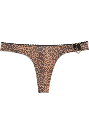 Frankies Bikinis Femme, Maillots de bain, Brun, Taille: 38 FR Maillot de Bain Imprimé Léopard avec Pendentif Logo