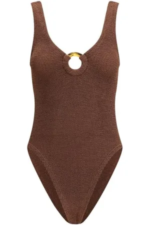 Hunza G Femme, Maillots de bain, Brun, Taille: ONE Size Élégant Maillot de Bain avec Détail Découpe Circulaire