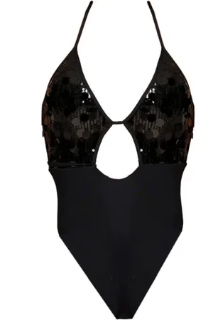 4GIVENESS Femme, Maillots de bain, Noir, Taille: 38 FR Monokini Noir avec Paillettes