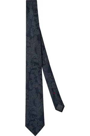 Brunello Cucinelli Homme, Accessoires, Bleu, Taille: ONE Size Cravate en Soie Bleu Marine à Imprimé Paisley