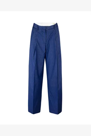 A PAPER KID Femme, Pantalons, Bleu, Taille: 34 FR Pantalon en laine bleue avec plis devant