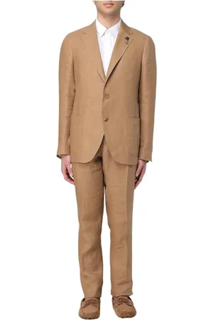 LARDINI Homme, Costumes, Brun, Taille: M Élégant Ensemble Deux Pièces en Lin Marron