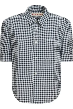 Marni Femme, Blouses et Chemises, Multicolore, Taille: 36 FR Chemise à manches courtes à carreaux noirs