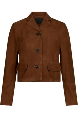 Liu Jo Femme, Vestes, Brun, Taille: 36 FR Veste courte en daim coupe boxy