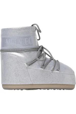 Moon Boot Femme, Chaussures, Gris, Taille: 36 EU Bottes Hiver Argent Paillettes