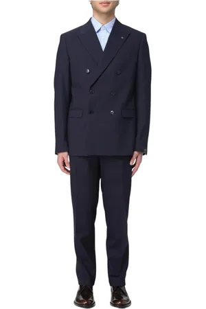 Manuel Ritz Homme, Costumes, Bleu, Taille: 2XL Costume Bleu à Double Boutonnage Élégant