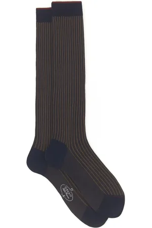 Gallo Homme, Sous-vêtements, Multicolore, Taille: S Chaussettes longues en coton ocean blue/torto à côtes jumelées pour hommes