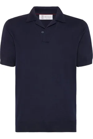 Brunello Cucinelli Homme, Tops, Bleu, Taille: 2XL Navy Polo Sweater