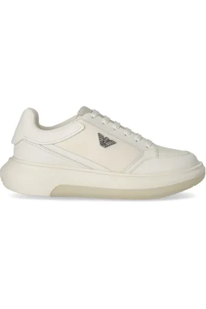 Emporio Armani Homme, Chaussures, Blanc, Taille: 40 EU Baskets blanche Saffiano avec logo aigle