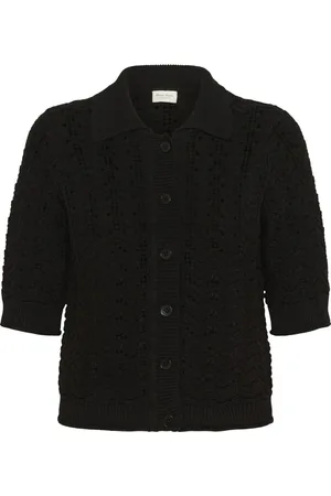 Part Two Femme, Pulls, Noir, Taille: 44 FR Pull en Tricot Noir à Manches Demi