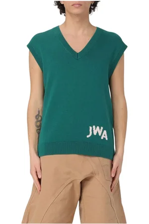 J.W.Anderson Homme, Pulls, Vert, Taille: M Gilet de Costume Rose Pull en Coton
