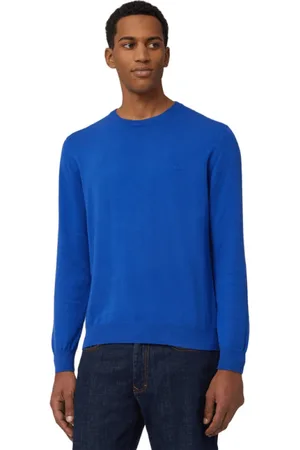 HARMONT&BLAINE Homme, Pulls, Bleu, Taille: 2XL Col roulé en coton avec broderie