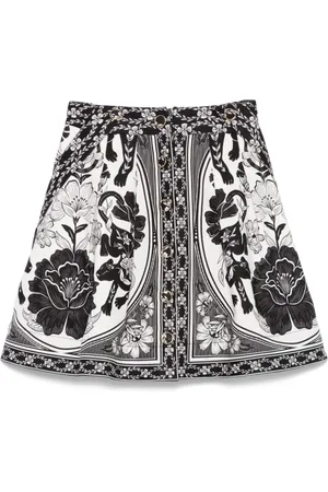 Farm Rio Femme, Jupes, Noir, Taille: 38 FR Jupe noire avec boutonnage frontal
