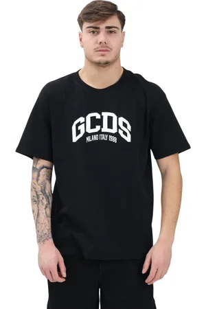 GCDS Homme, Tops, Noir, Taille: XL T-shirt noir avec design percutant