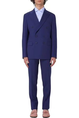 Brian Dales Homme, Costumes, Bleu, Taille: L Costume Bleu Slim Fit à Double Boutonnage