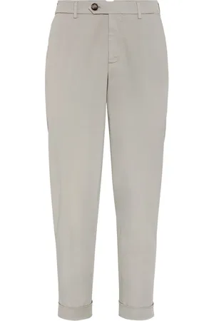Brunello Cucinelli Homme, Pantalons, Gris, Taille: M Pantalon Beige avec Poches et Fermeture