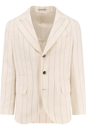 Brunello Cucinelli Homme, Vestes, , Taille: M Vêtements blancs avec boutons logo