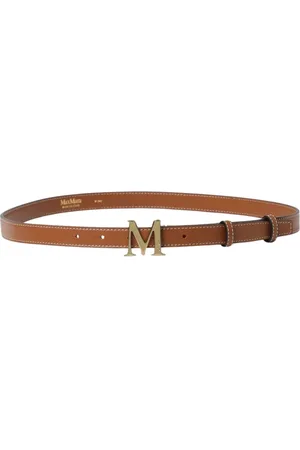 Max Mara Femme, Accessoires, Brun, Taille: XL Ceinture en Cuir Noir Classique avec Boucle Polie