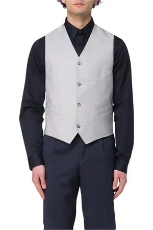 Emporio Armani Homme, Costumes, Blanc, Taille: S Gilet de Costume Sophistiqué en Perle