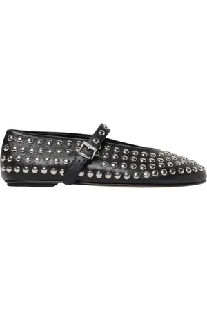 LIVIANA CONTI Femme, Chaussures, Noir, Taille: 37 EU Noir Studded Cuir Ballerines