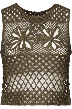 Pinko Femme, Tops, Vert, Taille: 36 FR Pull en Maille Crochet Vert Militaire