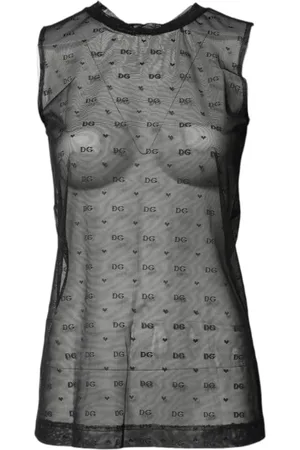 Dolce & Gabbana Femme, Tops, Noir, Taille: 36 FR Débardeur sans manches avec logo monogramme