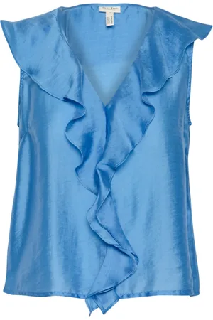 Part Two Femme, Tops, Bleu, Taille: 34 FR Élégante Blouse avec Col en V et Détails à Volants