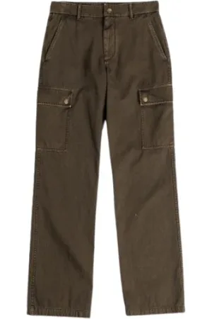 Burberry Homme, Pantalons, Vert, Taille: M Pantalon en coton vert militaire décontracté